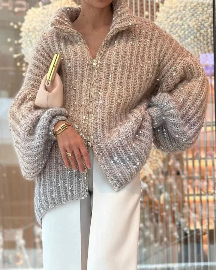 BERNA - Casual Sequined V-neck Sweater