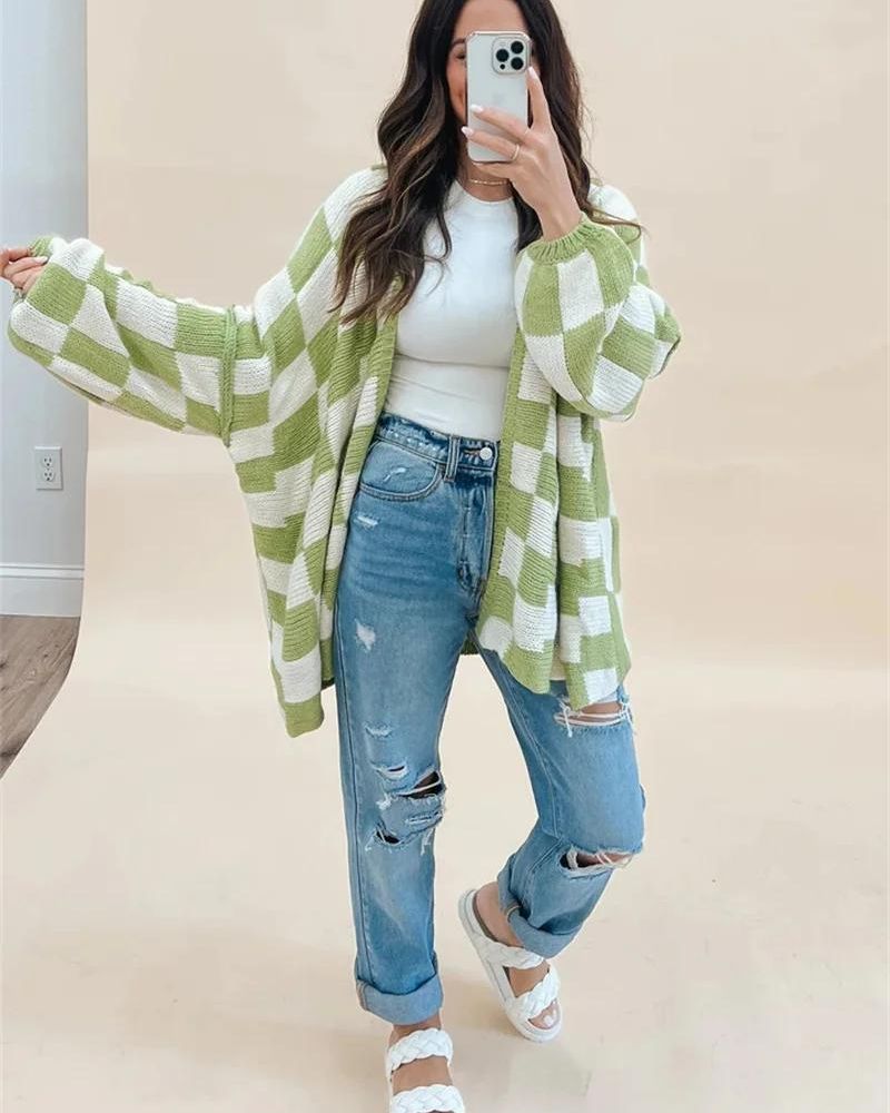 SARIL - Oversized Checkered Cardigan