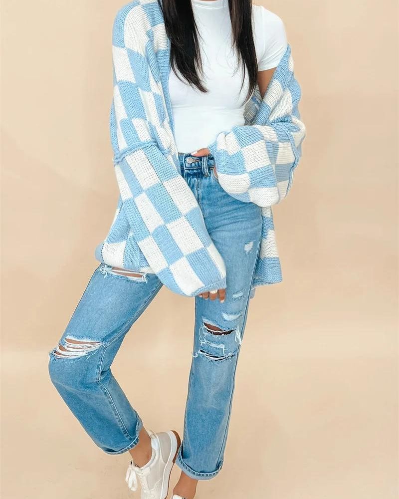 SARIL - Oversized Checkered Cardigan