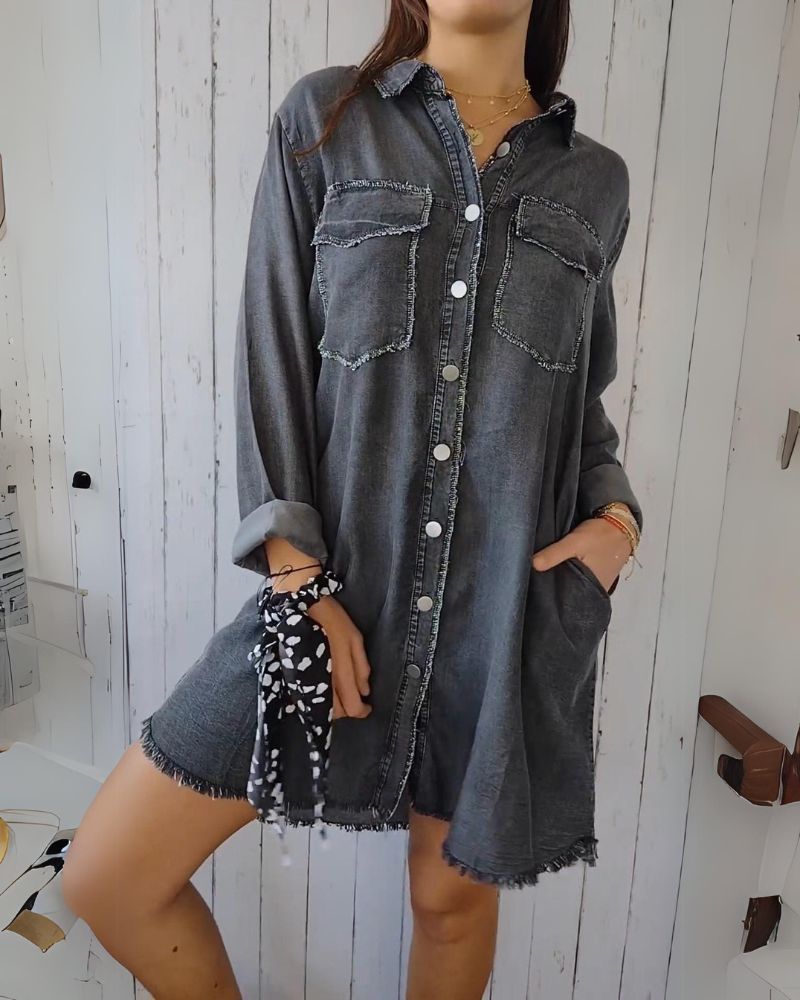 ELSSIA - Comfortable denim shirt jacket